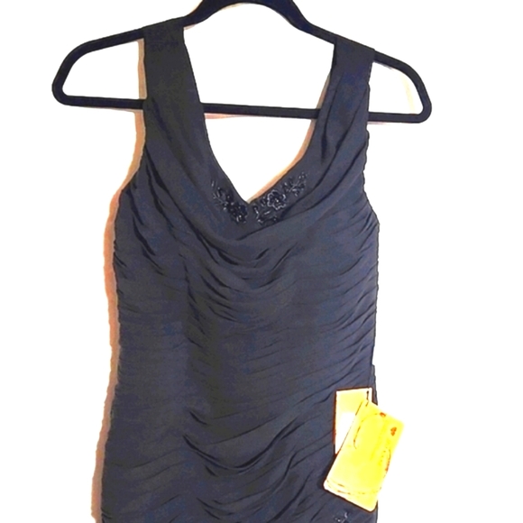 JJ's House Beautiful Black Beaded Ruched Cocktail Dress Custom NEW - Picture 2 of 15